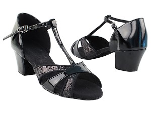 C6016 Black Sparkle & Black Patent with 1.6" medium heel in the photo 