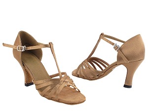 1612 Brown Satin 3" Heel in the photo 