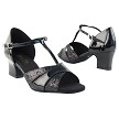6016 Black Sparkle_Black Patent with 2" Thick Cuban Heel in the photo 