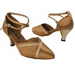 9692LEDSS Brown Satin_Gold Stardust Trim with 2.5" low heel in the photo 