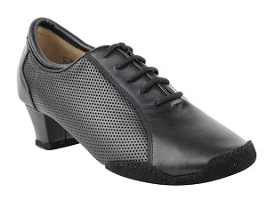 CD1119 Split Sole Black Leather with 1.5" Medium Heel in the photo 