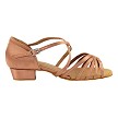 1670FT Tan Satin with 1" Flat Heel in the photo 