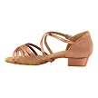 1670FT Tan Satin with 1" Flat Heel in the photo 