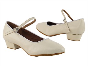 1682FT Light Beige Leather  with 1" Flat Heel in the photo 