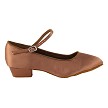 1682FT Tan Satin  with 1" Flat Heel in the photo 