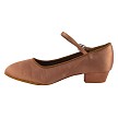 1682FT Tan Satin  with 1" Flat Heel in the photo 