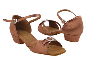 1720FT Tan Satin with 1" Flat Heel in the photo 