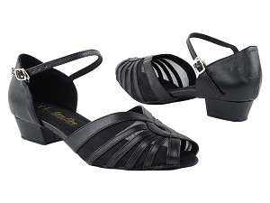 2719FT Black Leather_Black Mesh with 1" Flat Heel in the photo 