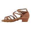 5008FT Tan Satin with 1" Flat Heel in the photo 