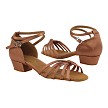 6005FT Tan Satin  with 1" Flat Heel in the photo 