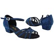 6027FT Blue Glitter Satin_Black Mesh with 1" Flat Heel in the photo 