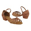 6027FT Tan Satin_Flesh Mesh with 1" Flat Heel in the photo 