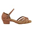 6027FT Tan Satin_Flesh Mesh with 1" Flat Heel in the photo 