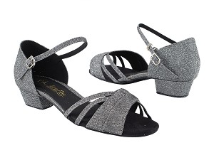 6030FT Black Glitter Satin with 1" Flat Heel in the photo 