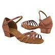 802FT Tan Satin with 1" Flat Heel in the photo 