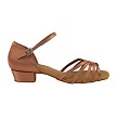 802FT Tan Satin with 1" Flat Heel in the photo 
