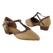 9627FT Beige Brown PU_Coffee Brown PU Trim with 1" Flat Heel in the photo 