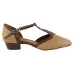 9627FT Beige Brown PU_Coffee Brown PU Trim with 1" Flat Heel in the photo 