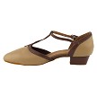 9627FT Beige Brown PU_Coffee Brown PU Trim with 1" Flat Heel in the photo 