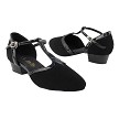 9627FT Black Nubuck_Black Patent Trim with 1" Flat Heel in the photo 