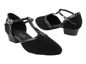 9627FT Black Nubuck_Black Patent Trim with 1" Flat Heel in the photo 