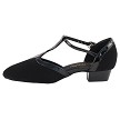 9627FT Black Nubuck_Black Patent Trim with 1" Flat Heel in the photo 