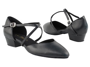 9691FT Black Leather with 1" Flat Heel in the photo 
