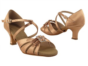 S92307 Tan Satin with 2" slim heel in the photo 