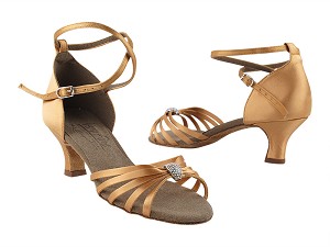 S92311 Tan Satin 2_inch  with 2" Cuban Heel in the photo 