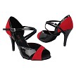 2828LEDSS Red Velvet_Black Patent with 3" Stiletto Black Patent Wrapped Heel in the photo 