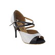 2828LEDSS Silver Glitter Satin with 3.5" Stiletto Black Plated Heel in the photo 