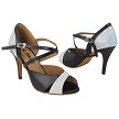 2828LEDSS Silver Glitter Satin with 3" Stiletto Leather Wrapped Heel in the photo 