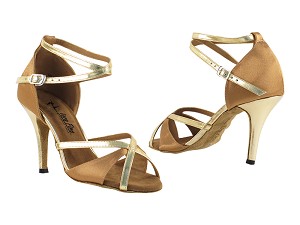 2829LEDSS Brown Satin_Gold Trim with 3.5" Stiletto Heel in the photo 