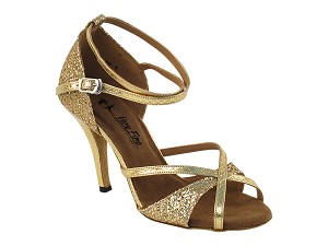 2829LEDSS Gold Sparklenet_Snake Gold Trim with 3.5" Stiletto Heel in the photo 