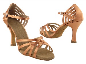 SERA7032 Tan Satin with 3" Heel in the photo 