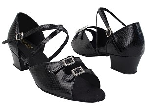 1625 222 Snake Black_X-Strap Arch with 2001_1.5 inch Heel in the photo 