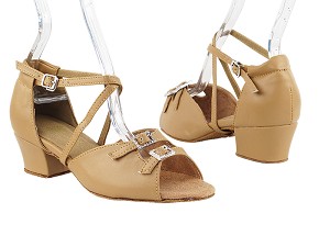 1625 Beige Brown Leather with 1.5" Medium Heel in the photo 