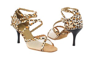 1630 152 Leopard Satin_Flesh Mesh with 3" Slim Black Plated Heel in the photo 