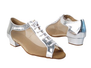 1643FT 61 Silver PU_Flesh Mesh with 1 inch Women Heel in the photo 