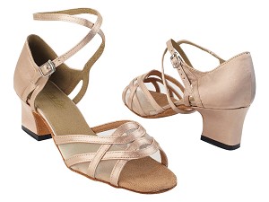 1657 138 Light Brown Satin_Flesh Mesh with 2" TC Heel in the photo 