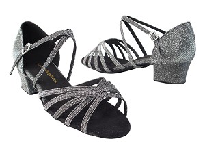 1670C 105 Glitter Black Satin with 1.5" medium heel in the photo 