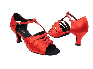 1672 112 Red Satin with 2.5" Heel in the photo 