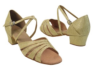 1680 275 Gold Glitter_X-Strap Arch with 1.5" Medium Heel in the photo 