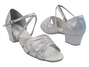 1680 86 Silver Laser Satin_X-Strap Arch with 1.5" Medium Heel in the photo 