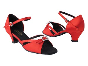 1720 112 Red Satin with 1.3" Cuban Heel in the photo 
