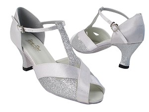2703 126 Silver Stardust_34 White Satin with 2899_2.5 inch Low Heel in the photo 