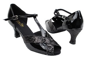 2703 Black Patent_Black Sparkle_X with 2.5" Heel in the photo 