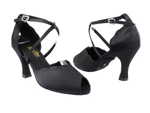 2708 Black Satin with 3" Heel in the photo 