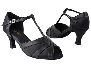 2711 38 Black Satin_140 Black PU Trim with 2.5" low heel in the photo 