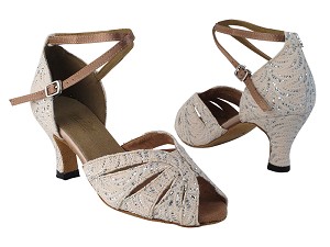 2713 142 Fabric_81 Brown Satin Strap with 2.5" Low Heel in the photo 
